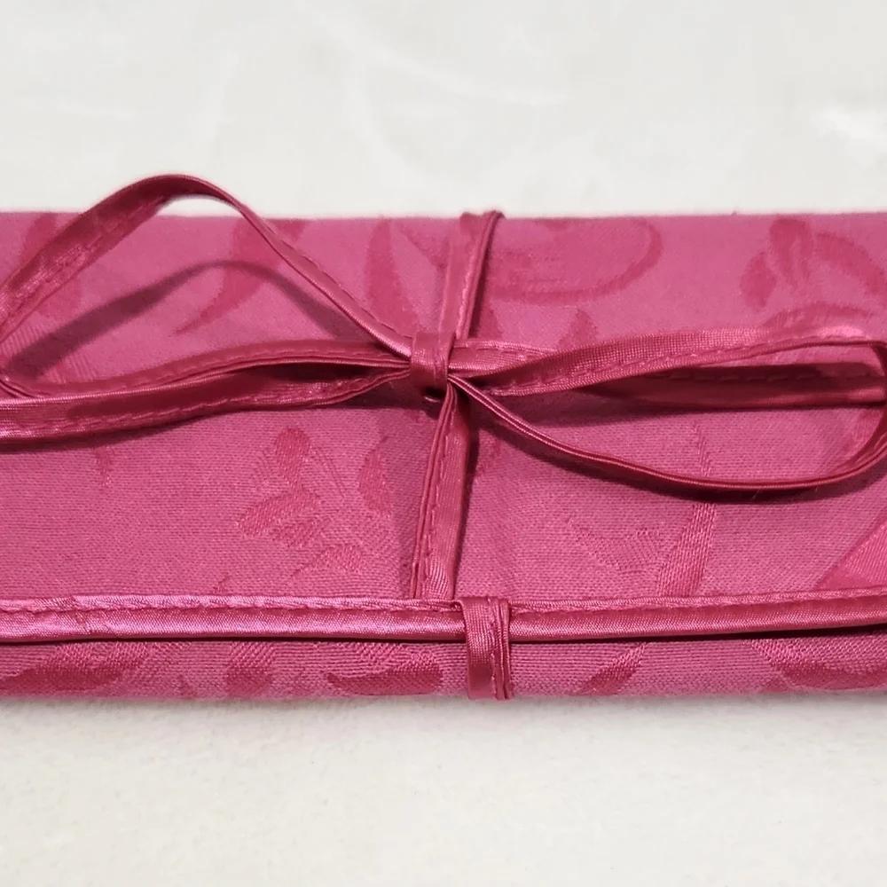 Mary Kay Vintage 90's Pink Satin Floral Cosmetic Jewelry Trifold Bag Pouch